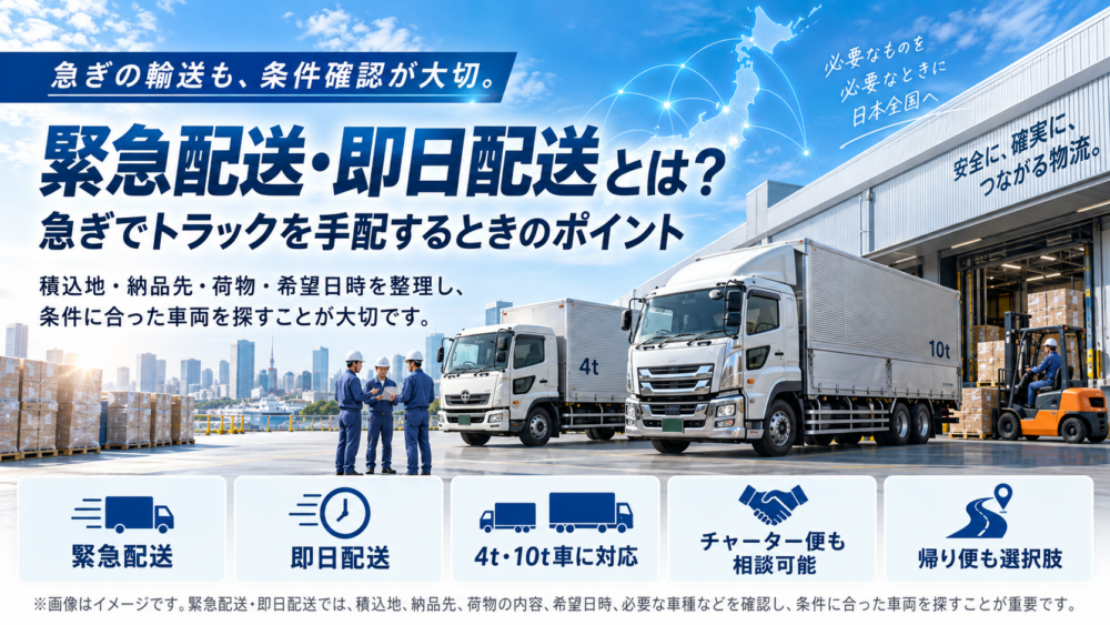 緊急配車・即日配送とはイメージ