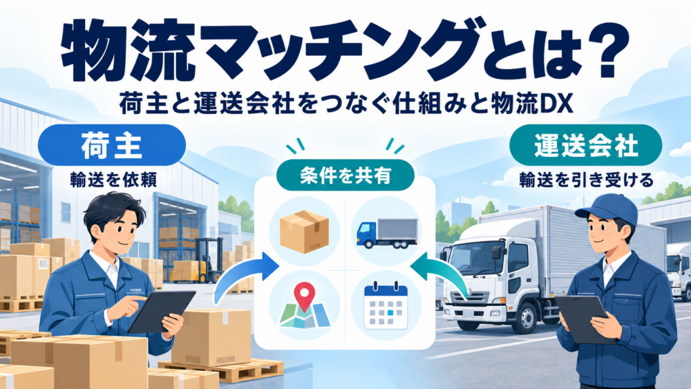 荷主の荷物情報と運送会社の車両情報をつなぐ物流マッチングのイメージ