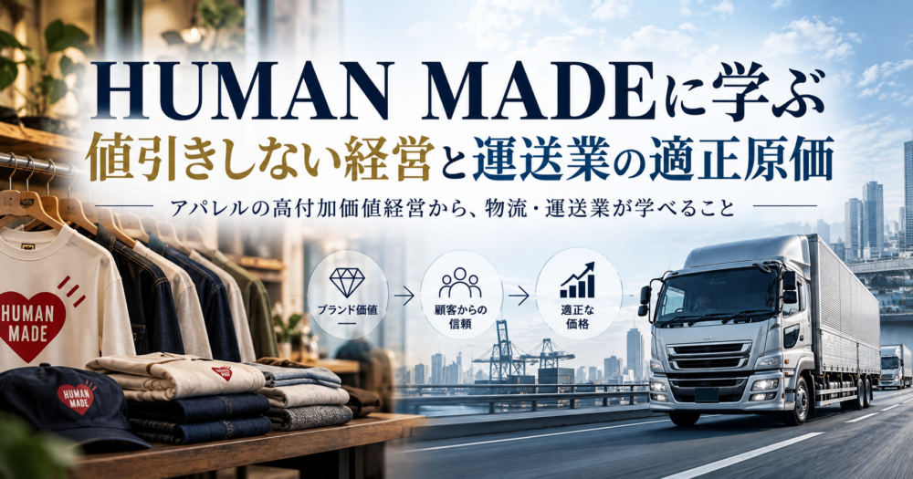 HUMAN MADEの高付加価値経営と運送業の適正原価を比較したイメージ画像